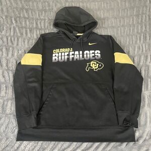 Nike Colorado Buffaloes Dri-FIT Hoodie Mens Large Black Gold Pullover Sweatshirt